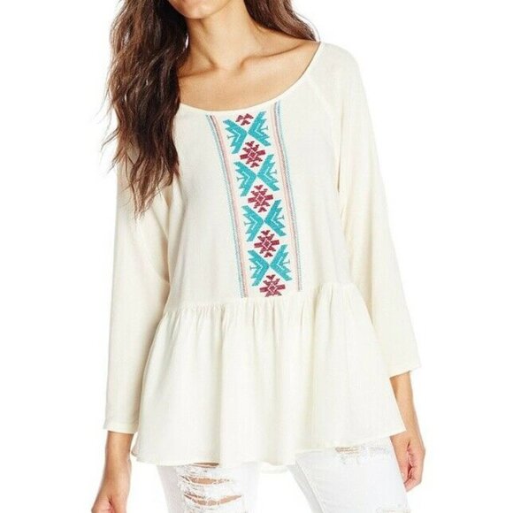NWT Roxy Landslide Peasant Blouse L Cream - Picture 1 of 8